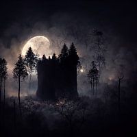 irgendwo Nacht Wald Illustration