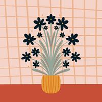 Vase rétro floral - orange