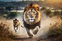 Afrikanischer Löwe in Ölgemälde