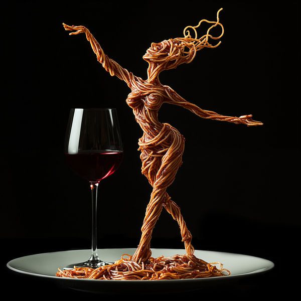 Spaghetti dansant au vin rouge par TheXclusive Art