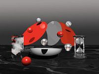 Still life with discs and flying balls