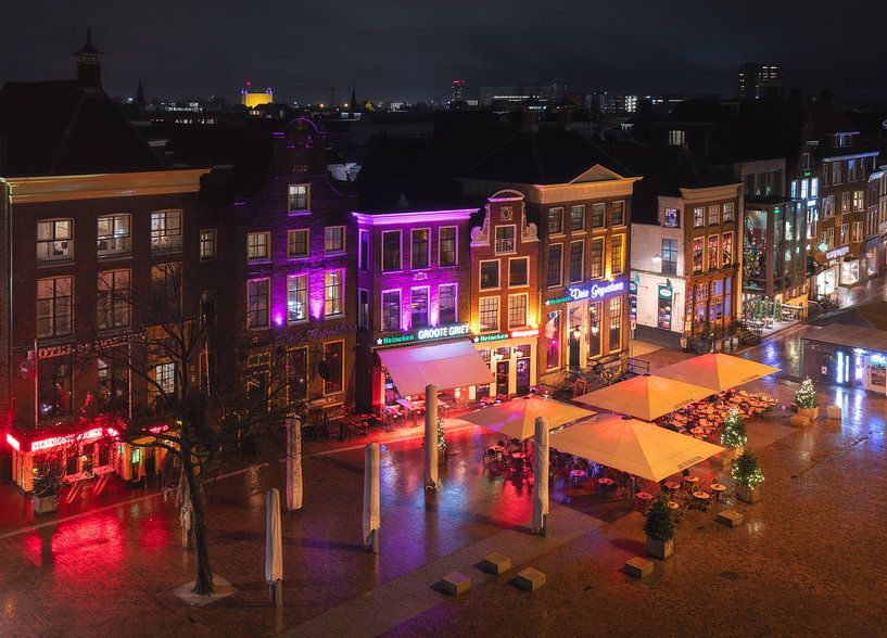 Grote Markt Groningen bei Nacht. von Justin Sinner Photography (Fotograf auf Texel)
