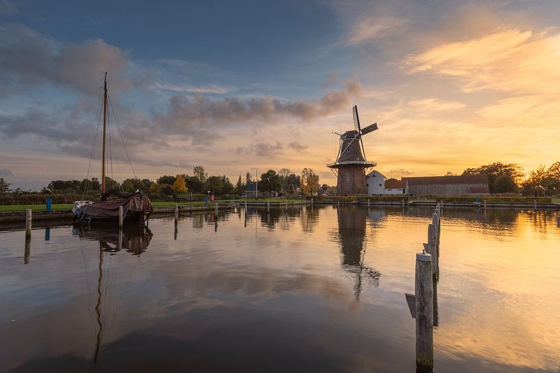 Dutch picture, windmill sailboat and water by KB Design & Photography (Karen Brouwer)