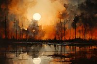 Sonnenuntergang über dem Wald