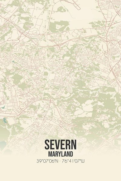 Alte Karte von Severn (Maryland), USA. von Ortsdrucke