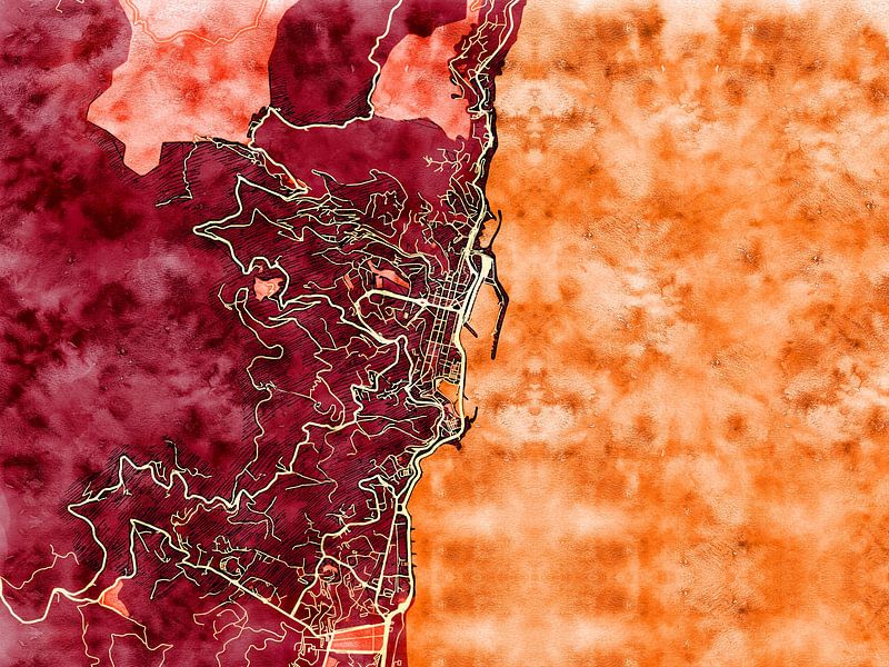 Carte de Bastia avec le style 'Amber Autumn' par Maporia