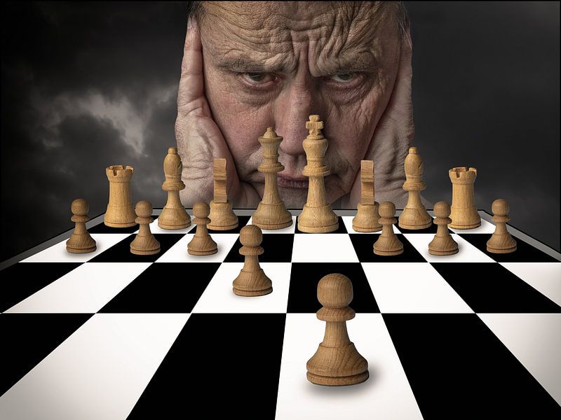 Joueur d'échecs consigné pour fond de fantaisie par Ton Buijs