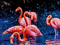 Flamingos in a Tranquil Lagoon
