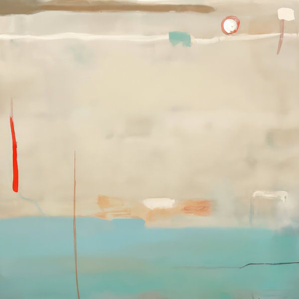 Abstract schilderij in voornamelijk wit en lichtblauw van Studio Allee