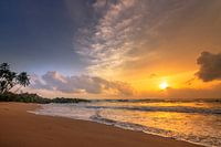 Coucher de soleil sur la plage au Sri Lanka