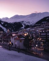 Serfaus Fiss Ladis Sonnenuntergang rosa-violett, Österreich Tirol