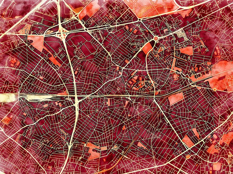 Carte de Aulnay-sous-Bois avec le style 'Amber Autumn' par Maporia