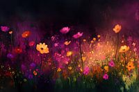 Flower Field Painting | Whispers of the Twilight Garden