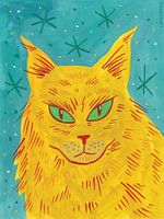 Farbenfrohes Katzen-Porträt - Öffne die Tür! Jetzt! | Camila Torre Notari, Argentinien