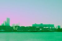 Rotterdam - Erasmusbrug en omgeving - in groen-roze tinten