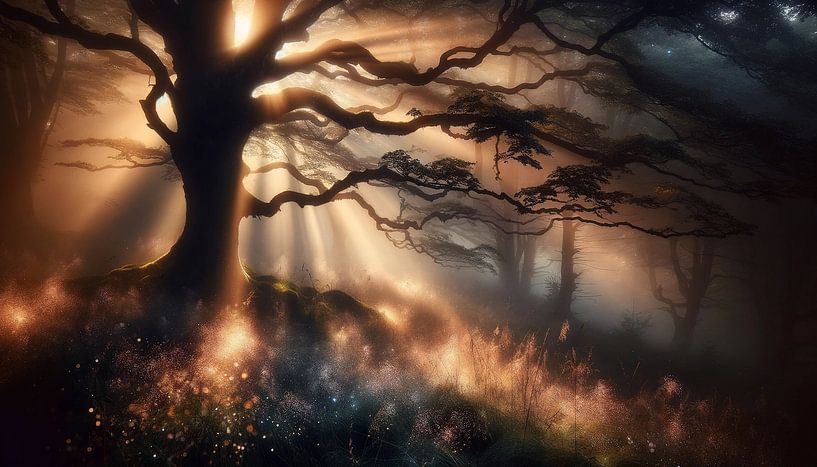 Morning glow in the mystical tree branches by artefacti