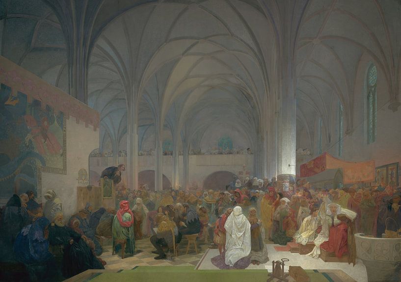 Meister Jan Hus predigt, Alphonse Mucha von Meisterhafte Meister