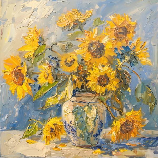 Abstract sunflower in vase by TheXclusive Art