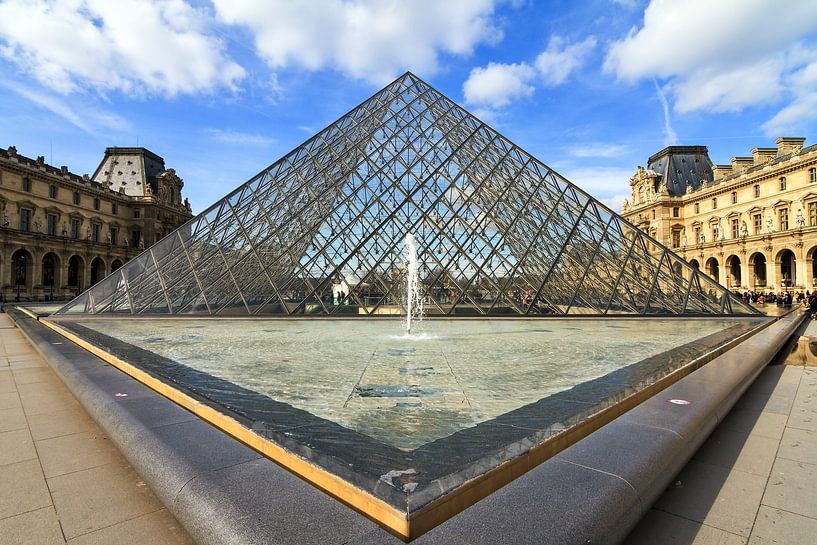 Louvre pyramid from the corner by Dennis van de Water