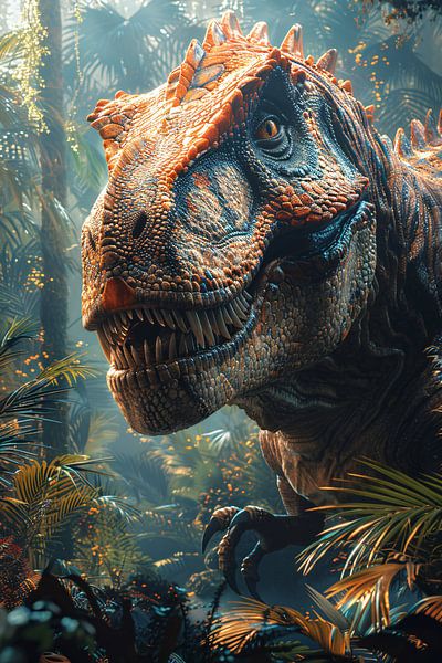 Porträt eines majestätischen Dinosauriers im Dschungel von Art & Soul Creations