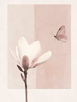 Japandi, Frühlingsmagnolie und Schmetterling