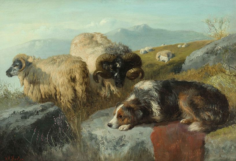 George William Horlor, Schafe und Schäferhunde im Hochland von Atelier Liesjes