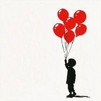 Junge mit roten Luftballons | Banksy Style