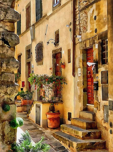 Um die Ecke in Cortona, Toskana von Dorothy Berry-Lound