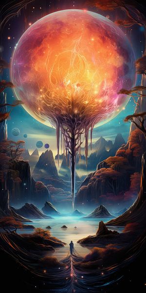 Digital erschaffener bizarrer surrealer Planet von Art Bizarre