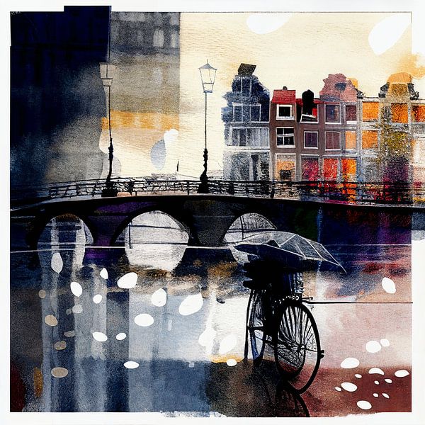 aquarelle rue, ville saisonnière par Ariadna de Raadt-Goldberg