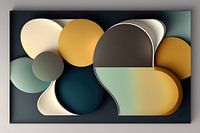 3d geometric abstract art with neutral colors, a close up of a painting on a wall