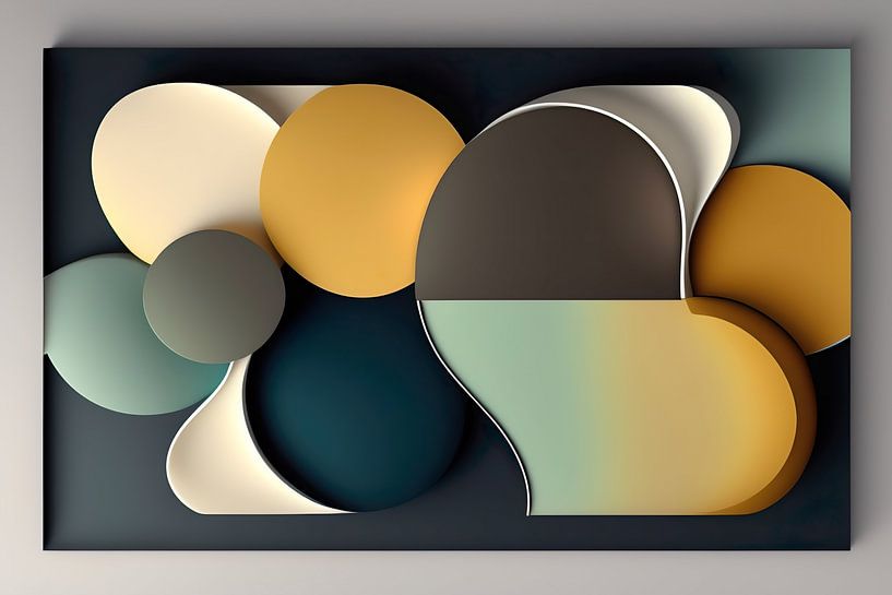 Abstrakte geometrische 3d-Kunst mit neutralen Farben von Dreamy Faces