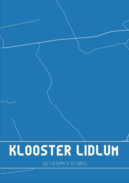 Blaupause | Karte | Klooster Lidlum (Fryslan) von Ortsdrucke