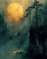 Schöne Landschaft in Grün und Gold