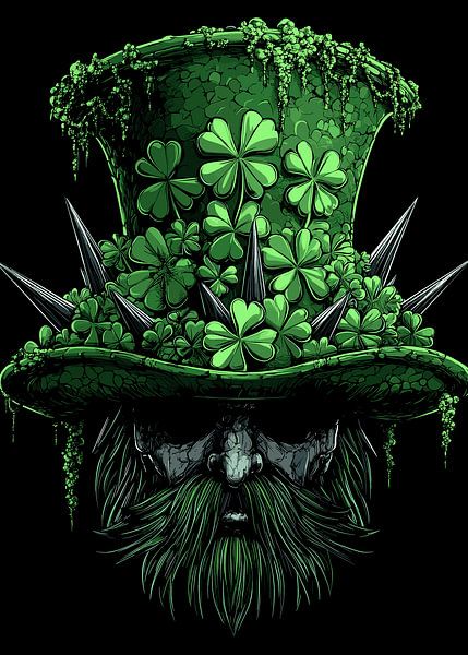 Mystischer Leprechaun mit Dornen und Kleeblättern von Pixelbull Design