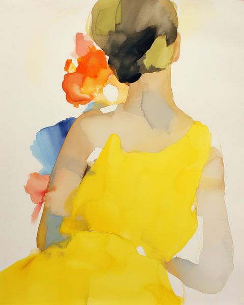 Modern portrait, watercolour by Carla Van Iersel