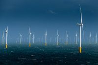 Offshore wind farm during storm
