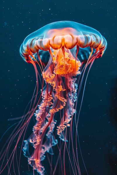 Glowing jellyfish in the ocean by Poster Art Shop