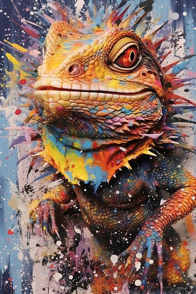 leguaan in multicolor van Gelissen Artworks