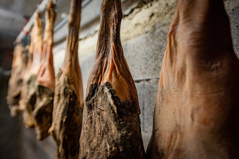 Trocknen von Serrano-Schinken von Frans Scherpenisse