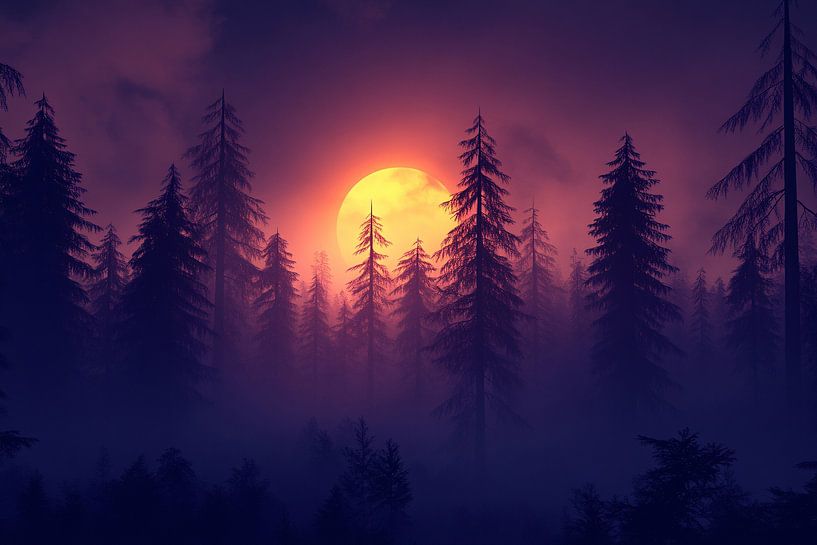 Sonnenuntergang im magischen Wald von Imperial Art House