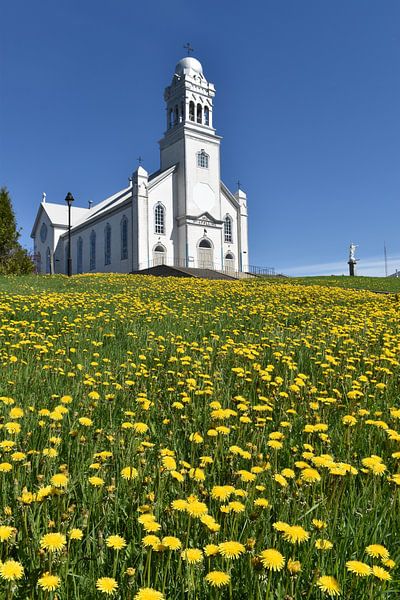 The village church in summer by Claude Laprise