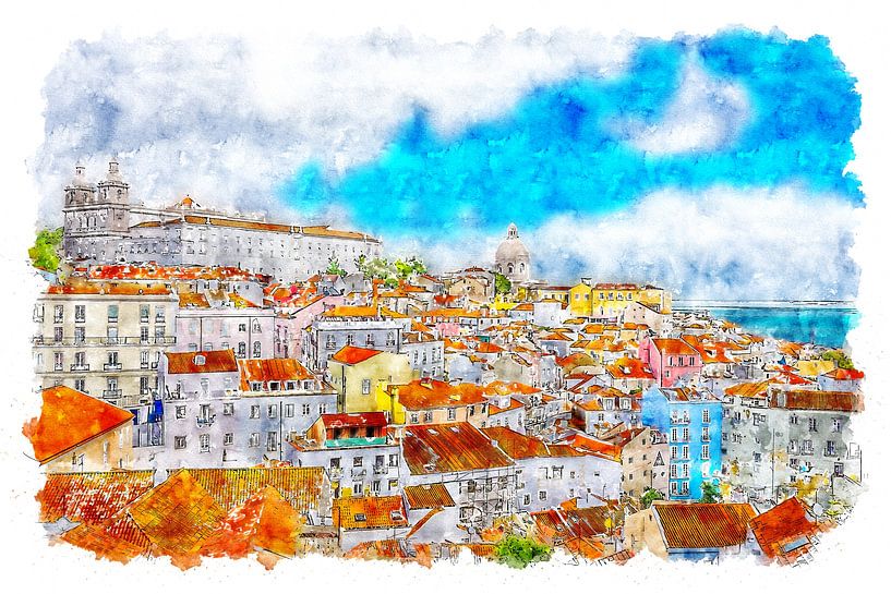 Lisbonne (aquarelle) par Art by Jeronimo