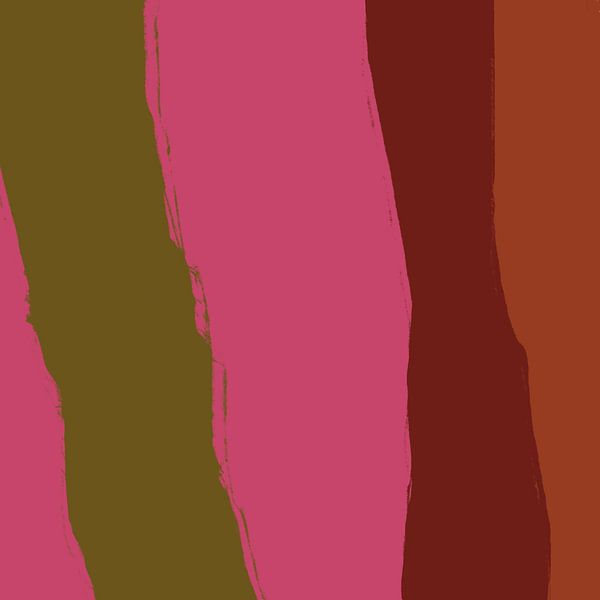 Lignes abstraites modernes en vert mousse, rose néon et brun chaud par Dina Dankers