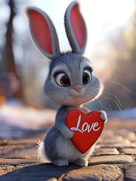 Rabbit with love heart by PixelPrestige