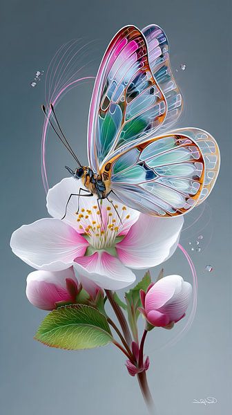 butterfly on flower by Gelissen Artworks