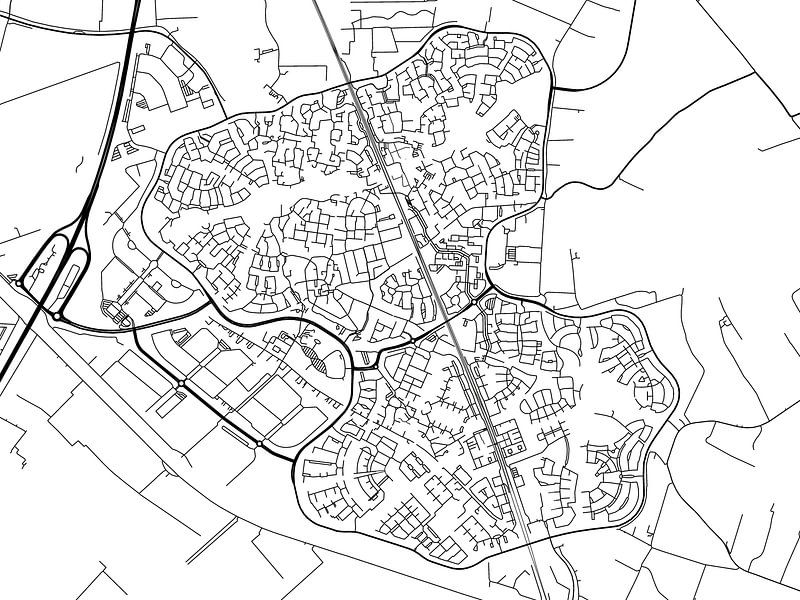 Carte de Houten en noir et blanc par De Kaartenwinkel