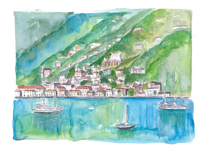 Charlotte Amalie Blick vom Wasser mit Booten von Markus Bleichner