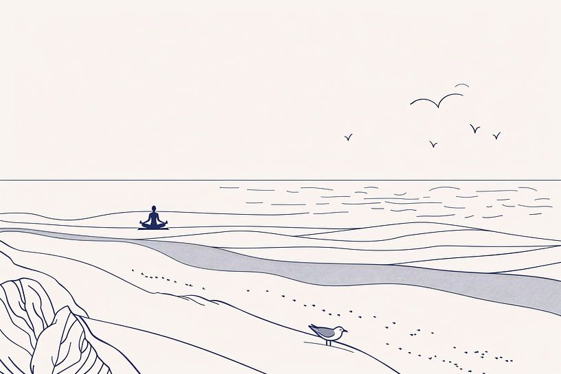 Meditation by the sea with bird by Imperial Art House