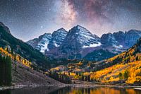 Maroon Bells Colorado and Milky Way Starry Night